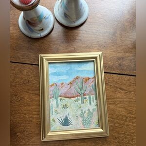 Desert Landscape Framed Original Mixed Media Collage Art